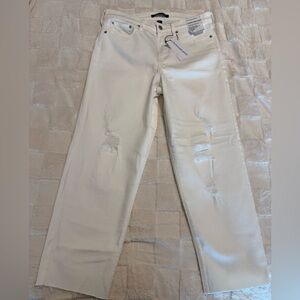 Calvin Klein Jeans-High Rise Straight Crop Cut Off Hem White 30, New W/Tags.